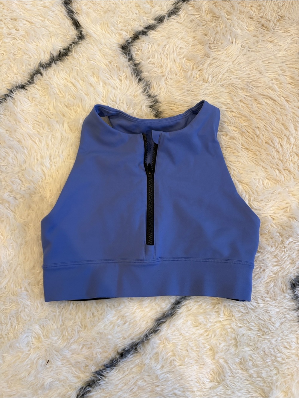 Peloton Blue High-Neck Zip Sports Crop